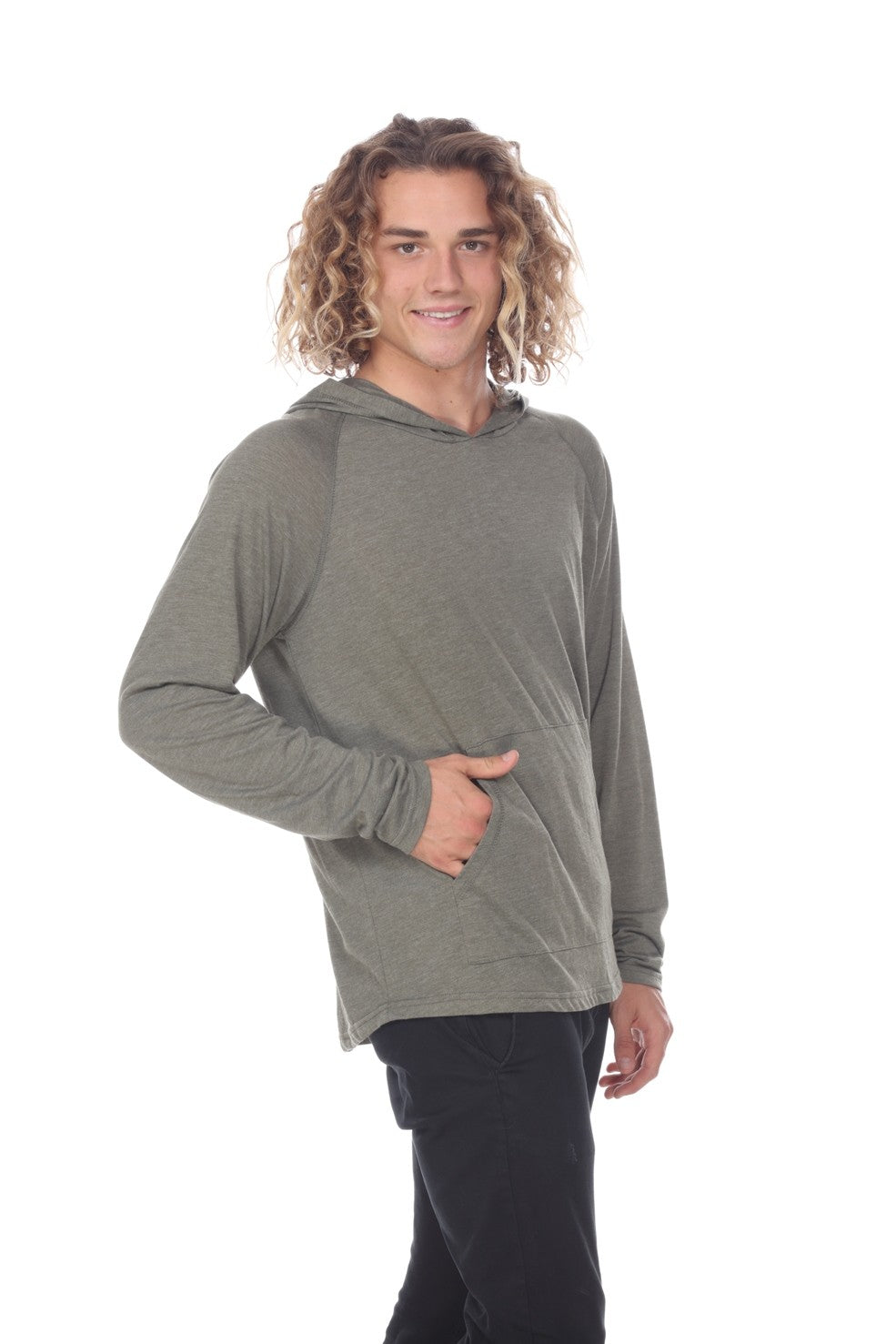 UNISEX Lightweight Pullover Hoodie L/S with Curved Hem