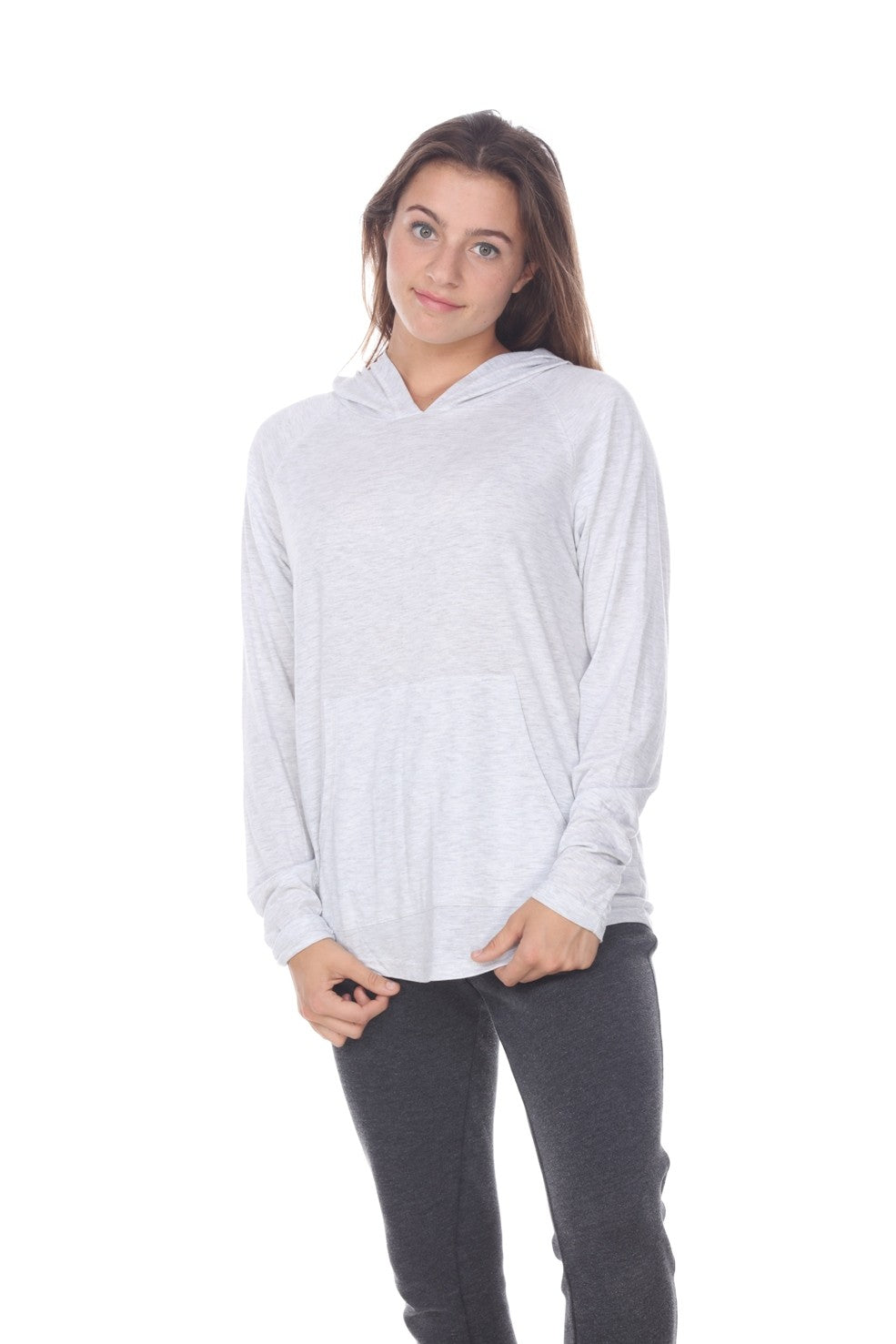UNISEX Lightweight Pullover Hoodie L/S with Curved Hem