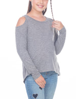 Young Girls Long Sleeve Cold Shoulder Tee 7-16