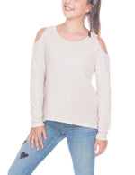 Young Girls Long Sleeve Cold Shoulder Tee 7-16