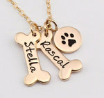 Name Necklace Dog Paw Necklace Personalized Dog Necklace Paw Print Dog Bone Initial Charm Pet Jewelry for gift YLQ0388