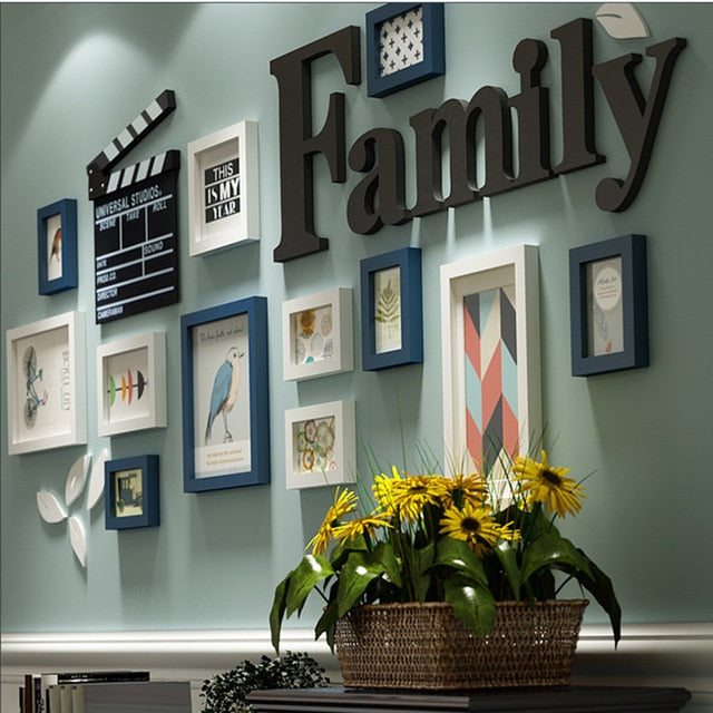 12 Piece Sets Wood Photo Picture Frames Home Decor Modern Room Wall Painting Art Decoration with Wooden Letters Poster Frame