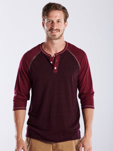 Men's 3/4 Sleeve Henley - Over-Dyed