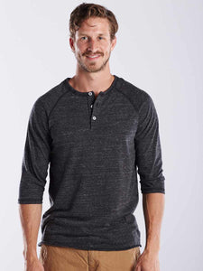 3/4 Sleeve Tri-Blend Raglan Henley