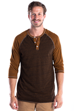 Men's 3/4 Sleeve Henley - Over-Dyed