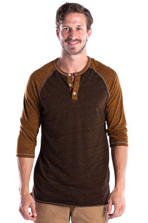 Men's 3/4 Sleeve Henley - Over-Dyed